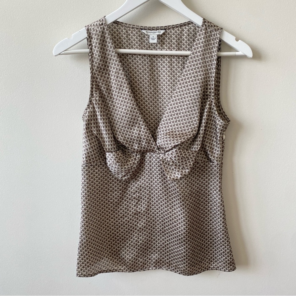 Banana Republic Factory Satin Printed Sleeveless Blouse - Brown Size 0